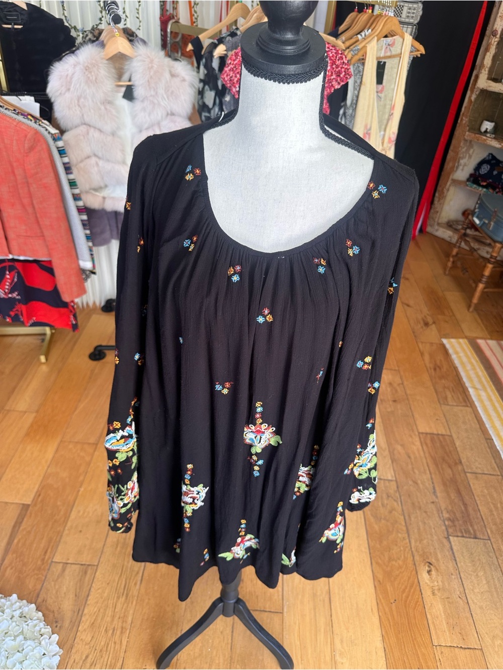 Free People Embroidered Wrap Dress